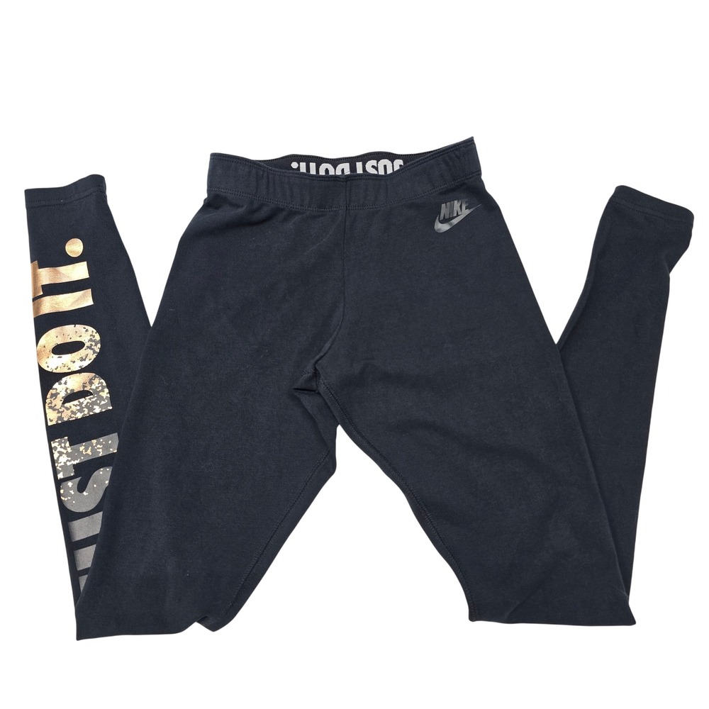 Nike Womens Just Do It Leggings Rose Gold Foil Graphic Pants XS Yoga Gym Workout